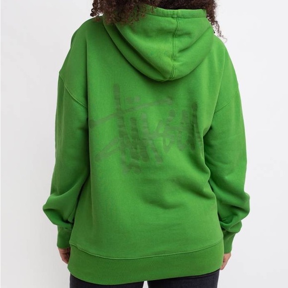 Stussy Women Slant Fleece Pullover Hoodie Sweatshirt Green - Picture 3 of 6